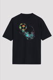 Futbol - Football Baskılı Unisex Siyah Oversize Tişört