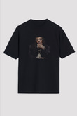 Future Baskılı Unisex Oversize Siyah Tişört