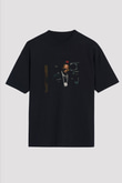 Future Baskılı Unisex Oversize Siyah Tişört