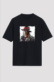 Future Baskılı Unisex Oversize Siyah Tişört