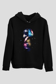 Galaksi Siyah Unisex Kapüşonlu Sweatshirt