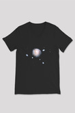 Galaksi Siyah Unisex V Yaka Tişört T-Shirt