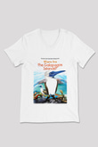 Galapagos Adaları Beyaz Unisex V Yaka Tişört T-Shirt
