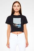 Galapagos Adaları Siyah  Crop Top Tişört