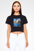 Galapagos Adaları Siyah Crop Top Tişört