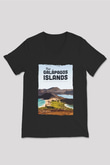Galapagos Adaları Siyah Unisex V Yaka Tişört