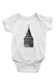 Galata Kulesi Baskılı Beyaz Unisex Bebek Body - Zıbın