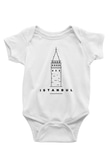 Galata Kulesi Baskılı Beyaz Unisex Bebek Body - Zıbın