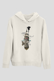 Galata Kulesi Baskılı Beyaz Unisex Hoodie