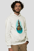 Galata Kulesi Baskılı Beyaz Unisex Hoodie