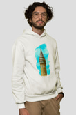 Galata Kulesi Baskılı Beyaz Unisex Hoodie