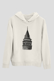 Galata Kulesi Baskılı Beyaz Unisex Hoodie