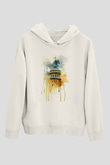 Galata Kulesi Baskılı Beyaz Unisex Hoodie