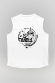Galata Kulesi Baskılı Beyaz Unisex Kolsuz Tişört - Tshirt