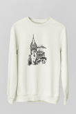 Galata Kulesi Baskılı Beyaz Unisex Sweatshirt