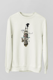 Galata Kulesi Baskılı Beyaz Unisex Sweatshirt