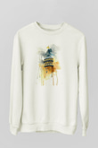 Galata Kulesi Baskılı Beyaz Unisex Sweatshirt