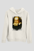 Galileo Galilei Baskılı Unisex Ekru Hoodie