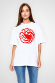 Game of Thrones Beyaz Unisex Oversize Tişört T-Shirt