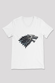 Game of Thrones Beyaz Unisex V Yaka Tişört T-Shirt