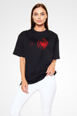 Game of Thrones Siyah Unisex Oversize Tişört T-Shirt