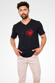 Game of Thrones Siyah Unisex V Yaka Tişört T-Shirt
