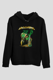 Gammaray Baskılı Unisex Siyah Kapüşonlu Sweatshirt