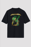 Gammaray Baskılı Unisex Siyah Oversize Tişört - Tshirt