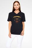 Gammaray Baskılı Unisex Siyah V Yaka Tişört - Tshirt
