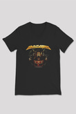Gammaray Baskılı Unisex Siyah V Yaka Tişört - Tshirt