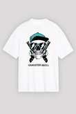 Gangster Kuru Kafa Baskılı Unisex Beyaz Tişört