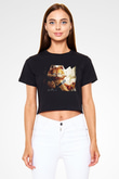 Garfield Siyah Crop Top Tişört