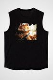 Garfield Siyah Unisex Kolsuz Tişört