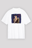 Gary Numan Baskılı Unisex Beyaz Oversize Tişört