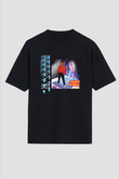 Gary Numan Baskılı Unisex Siyah Oversize Tişört