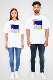 Genesis Baskılı Unisex Beyaz Oversize Tişört