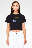 Genesis Baskılı Unisex Siyah Crop Top Tişört