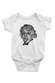 Geometrik Aibert Einstein Portesi Baskılı Unisex Beyaz Bebek Body - Zıbın