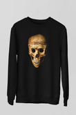 Gerçekçi Kurukafa Baskılı Siyah Unisex  Sweatshirt