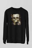 Gerçekçi Kurukafa Baskılı Siyah Unisex  Sweatshirt