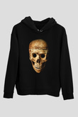 Gerçekçi Kurukafa Siyah Unisex Hoodie