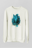 Gergedan Beyaz Unisex Sweatshirt