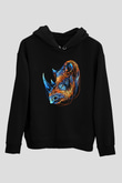 Gergedan Siyah Unisex Hoodie
