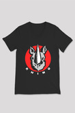 Gergedan Siyah Unisex V Yaka Tişört T-Shirt