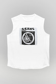 Germs Baskılı Unisex Beyaz Kolsuz Tişört
