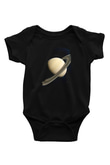 Gezegen Satürn Baskılı Unisex  Siyah Bebek Body - Zıbın