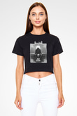 Ghost Bath Baskılı Siyah Crop Top Kadın Tişört - Tshirt