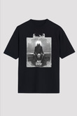 Ghost Bath Baskılı Unisex Siyah Oversize Tişört - Tshirt