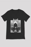 Ghost Bath Baskılı Unisex Siyah V Yaka Tişört - Tshirt