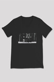 Ghost Bath Baskılı Unisex Siyah V Yaka Tişört - Tshirt